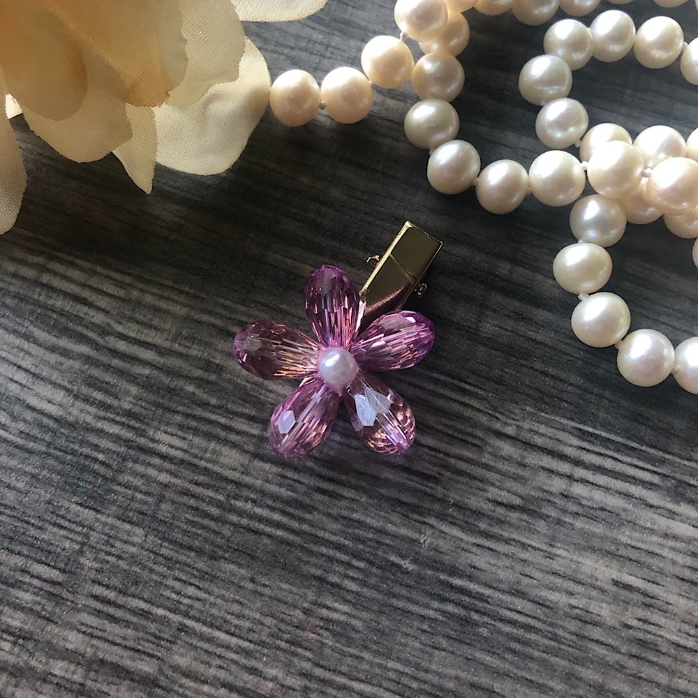 NEW Glass Crystal Flower Hair Clip